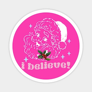 Retro Vintage Pink Santa Magnet